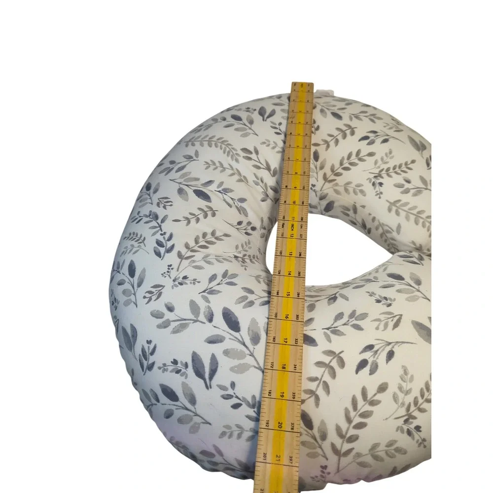 Boppy Original Nursing Pillow and Positioner Grey Botanical Leaf Slipcover - Picture 6 of 7